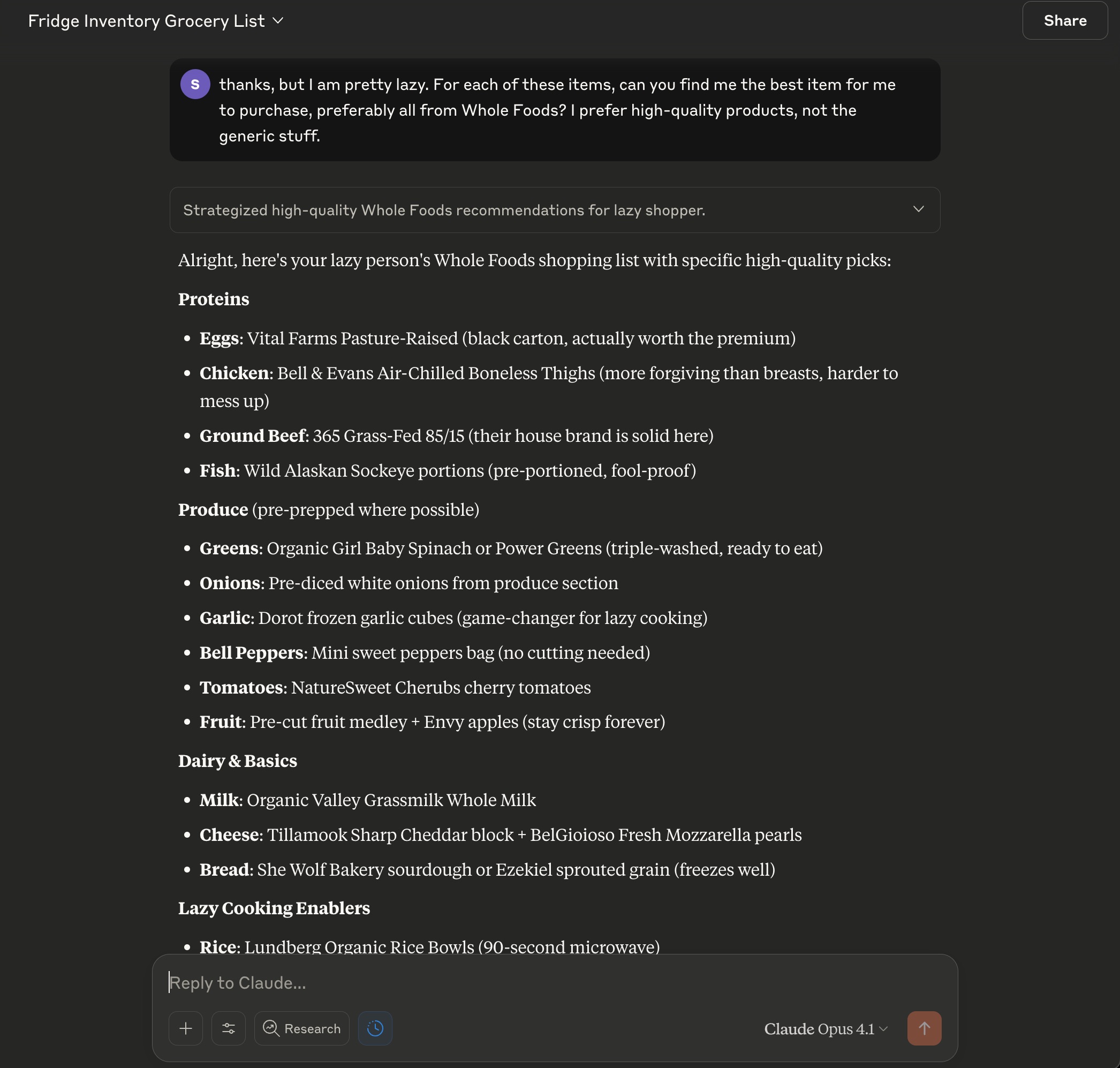 Claude providing specific brand recommendations - Prompt 2